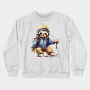 Christmas Sloth Skiing Crewneck Sweatshirt